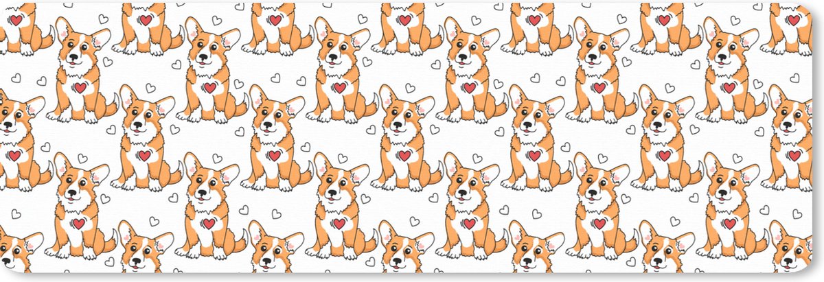 Muismat XXL 90x30 cm - Bureau onderlegger - Bureau mat Hond - Hart - Patronen - Jongen - Bureaumat - Gaming mousepad xl - Bureaulegger groot - Computer deskmat