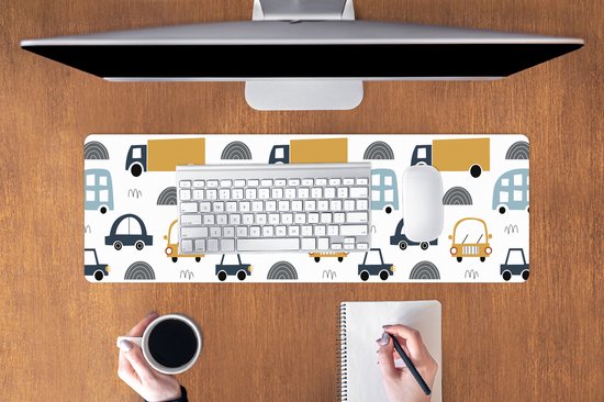 Muismat XXL 90x30 cm - Bureau onderlegger - Bureau mat Patroon - Jongens - Auto - Kind - Bureaumat - Gaming mousepad xl - Bureaulegger groot - Computer deskmat
