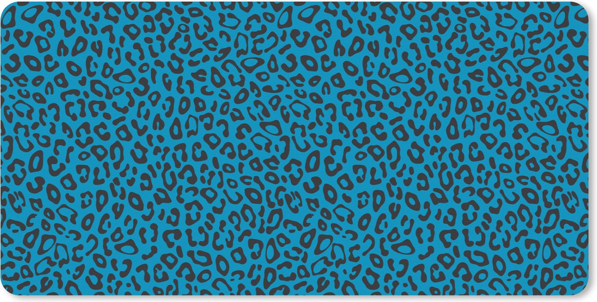 Muismat XXL 100x50 cm - Bureau onderlegger - Bureau mat Panterprint - Blauw - Design - Dieren - Bureaumat - Gaming mousepad xl - Bureaulegger groot - Computer deskmat