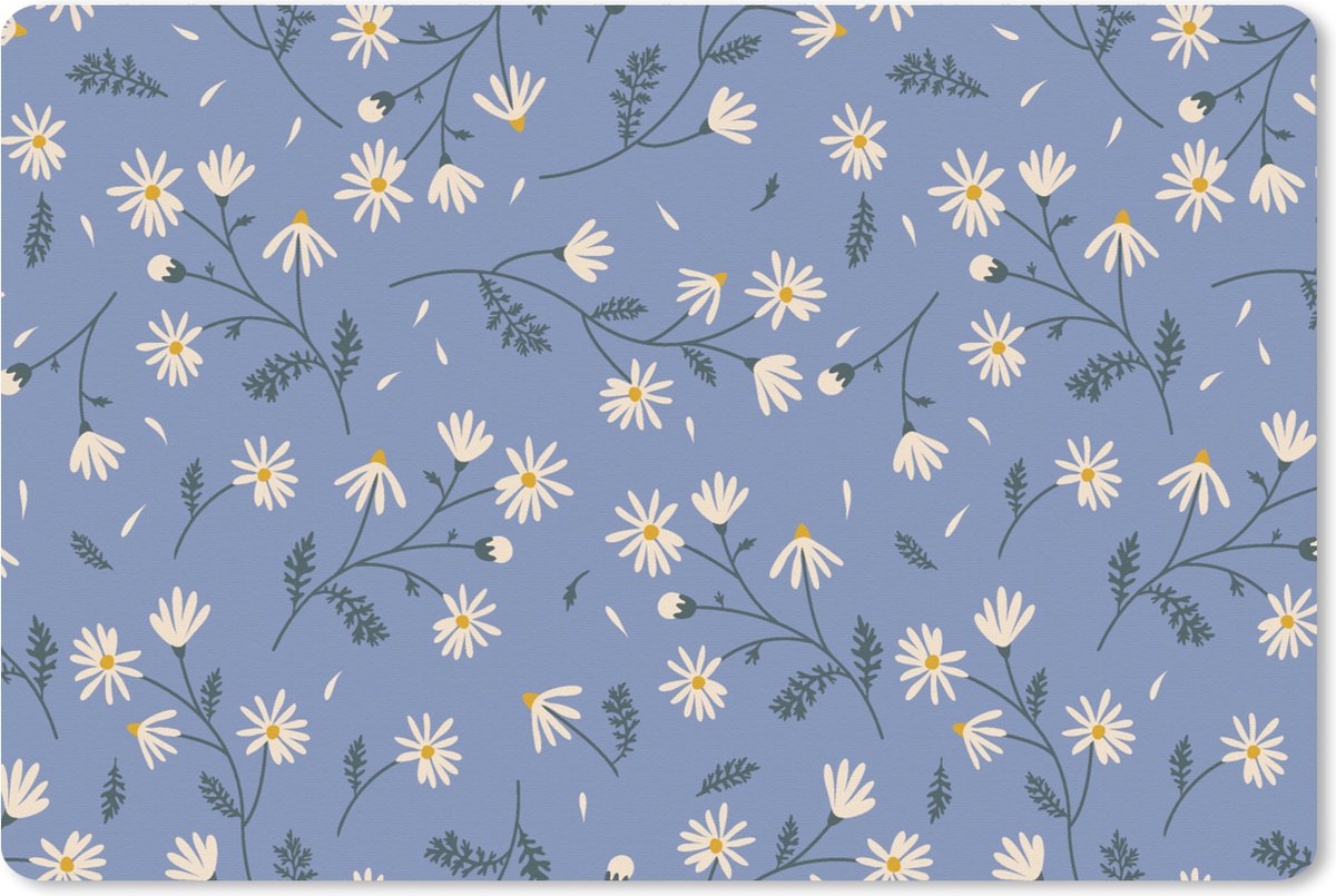 Muismat XXL 90x60 cm - Bureau onderlegger - Bureau mat Bloemen - Patronen - Madelief - Bureaumat - Gaming mousepad xl - Bureaulegger groot - Computer deskmat