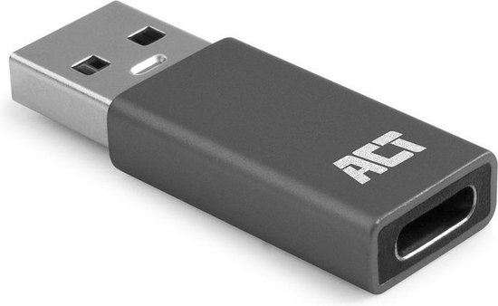 ACT USB C USB A Adapter Converter | tussenstuk voor kabels | USB Type-C USB Type-A | Grijs | AC7375