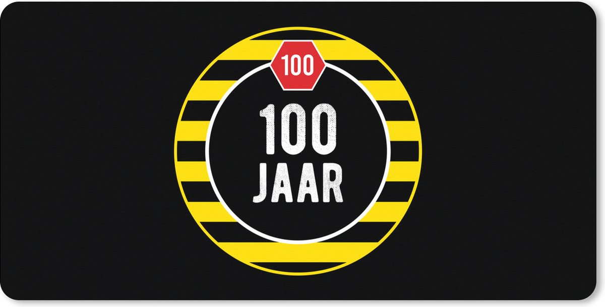 Muismat XXL 90x45 cm - Bureau onderlegger - Bureau mat Verjaardag - Bord - 100 jaar - Bureaumat - Gaming mousepad xl - Bureaulegger groot - Computer deskmat