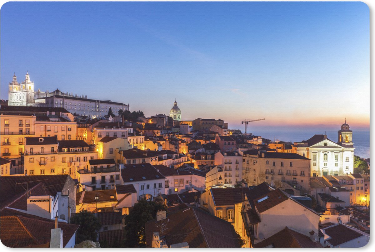 Muismat XXL 120x80 cm - Bureau onderlegger - Bureau mat Zonsopgang - Portugal - Lissabon - Bureaumat - Gaming mousepad xl - Bureaulegger groot - Computer deskmat