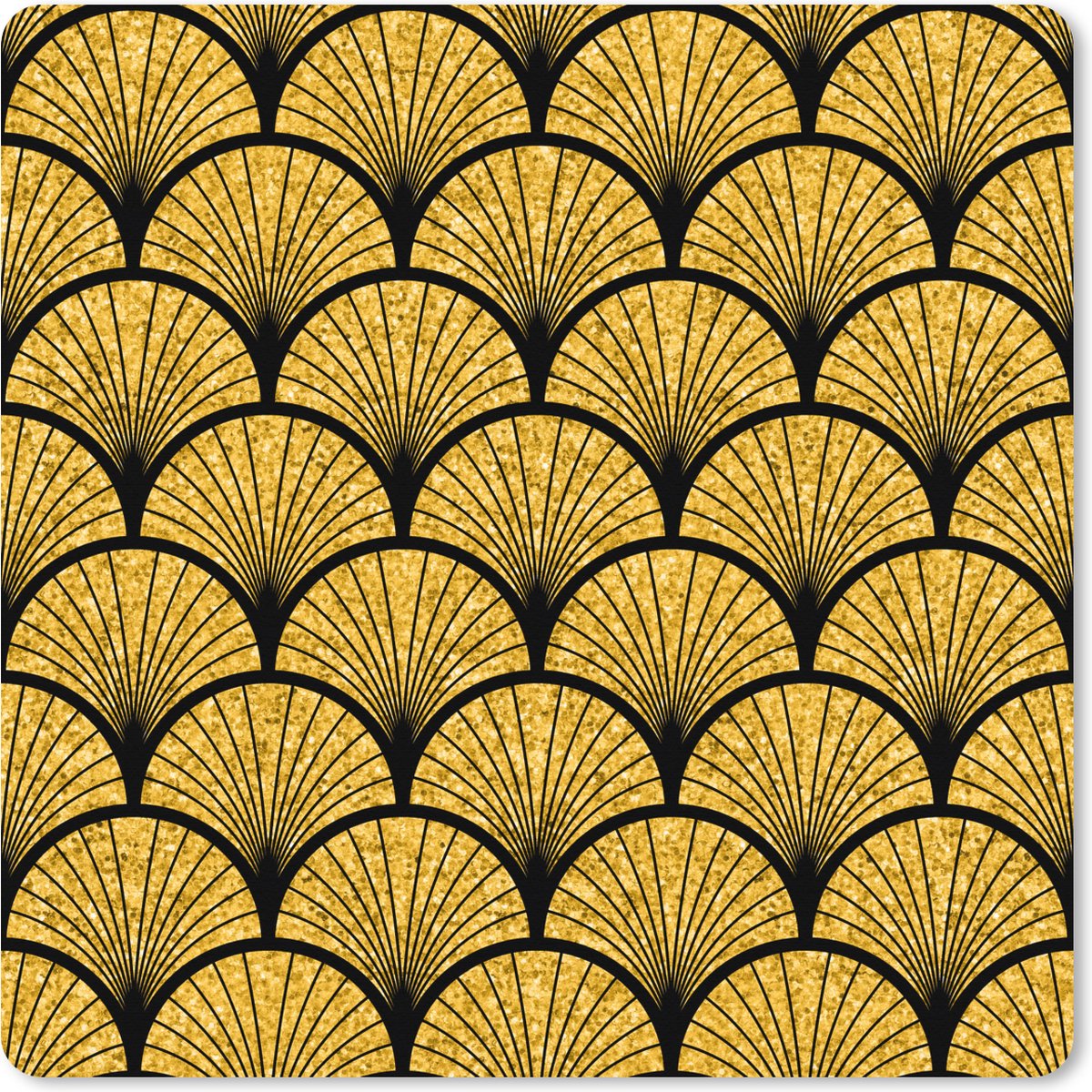 Muismat XXL 40x40 cm - Bureau onderlegger - Bureau mat Patroon - Art deco - Goud - Luxe - Bureaumat - Gaming mousepad xl - Bureaulegger groot - Computer deskmat