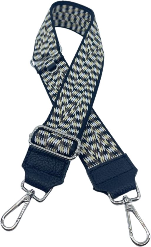 Schoudertas band - Hengsel - Bag strap - Fabric straps - Boho - Chique - Chic - Drie kleuren met psychedelische gearceerde stijl