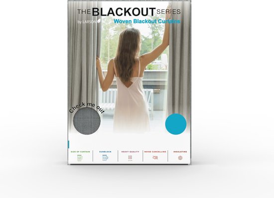 Larson - Rideau occultant tissé de luxe - Anneaux - Noir - 150 x 250 cm - Occultant et prêt à l'emploi