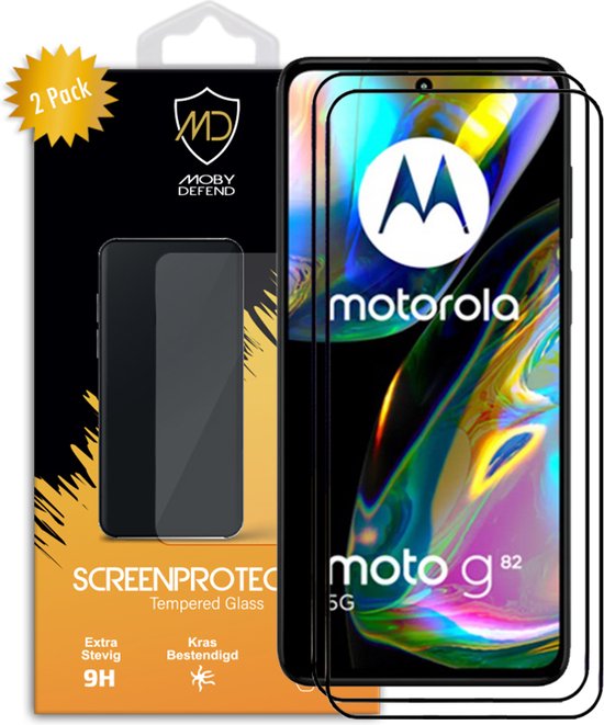 2-Pack Motorola Moto G82 Screenprotectors - MobyDefend Screensavers Met Zwarte Randen - Gehard Glas - Glasplaatjes Geschikt Voor Motorola Moto G82