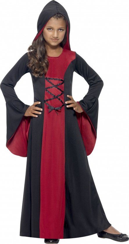 Halloween - Vampier jurk maat S inclusief gebit voor meisjes