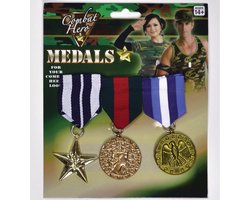 Militairen medailles 3x stuks - verkleed accessoires - onderscheidingen - Army - Soldaten - Leger