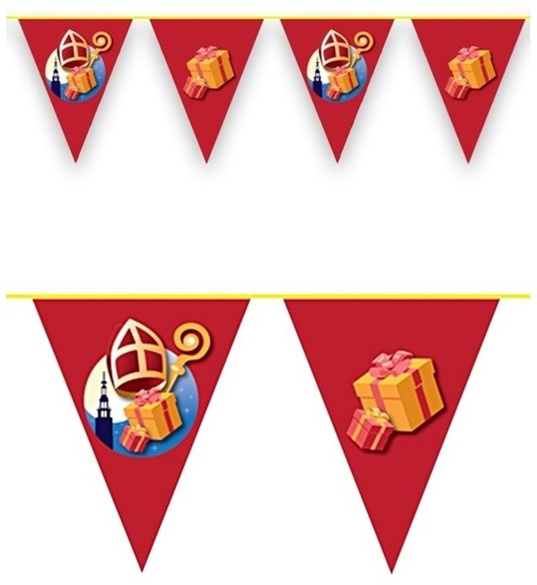Vlaggenlijn - 3x - Sinterklaas print - 10 meter - Sint versiering - Sinterklaasversiering - slinger