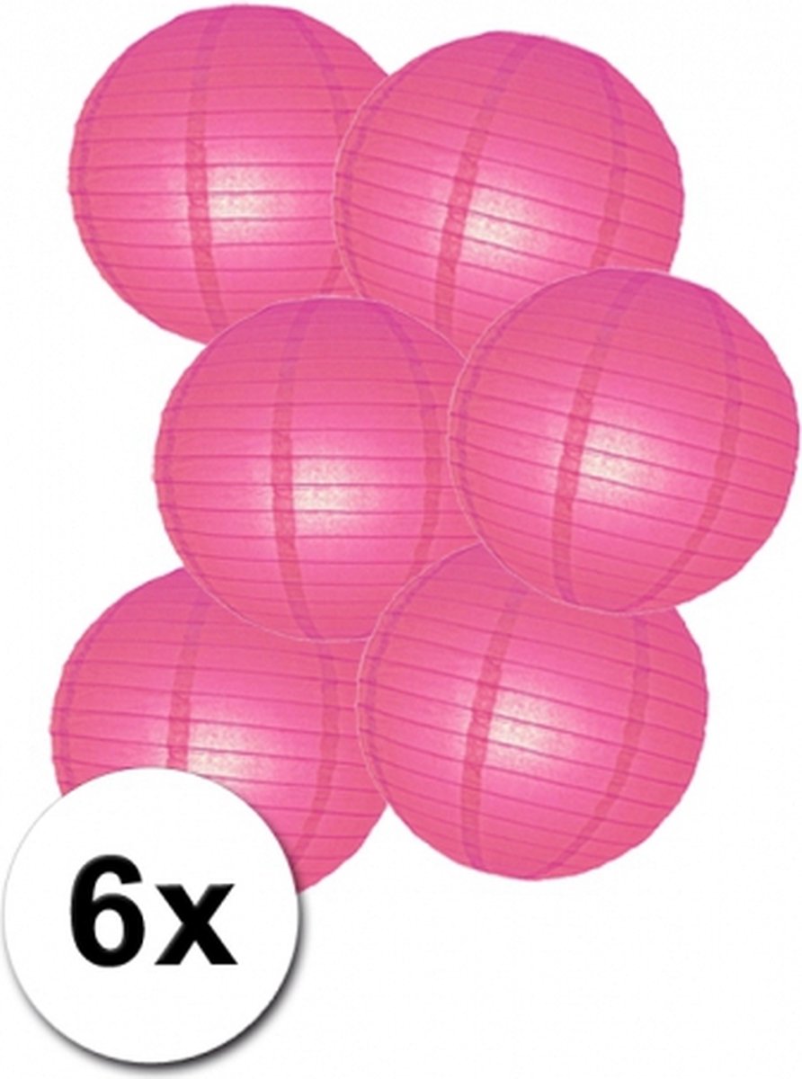 Voordelig lampionnen pakket fuchsia 6x