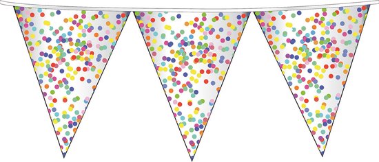 Haza Confetti thema feest vlaggenlijnen - van plastic - 10 meter - Kinderfeestje / kinderverjaardag - versiering