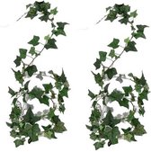 2x Groene slinger plant Hedera Helix/klimop kunstplant 180 cm voor binnen - kunstplanten/nepplanten