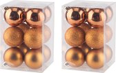 24x boules de Noël en plastique orange 6 cm mat/brillant/paillettes - Boules de Noël en plastique incassables - Décorations de Noël