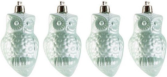 16x Kersthangers figuurtjes mint uilen 9 cm - uilen thema kerstboomhangers - kerstboomversiering