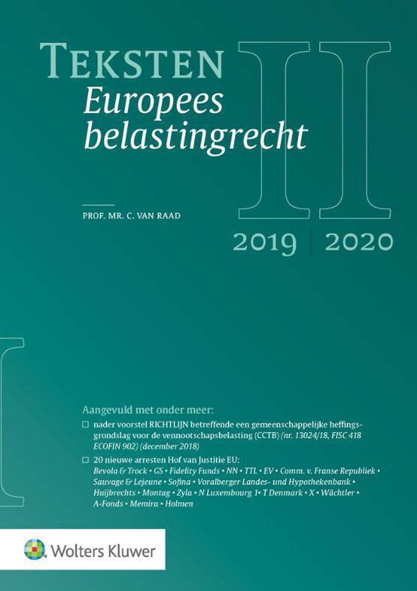 Teksten Europees belastingrecht 2019/2020 - C. van Raad