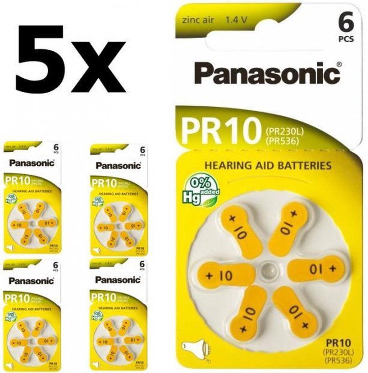 Panasonic 10 MF Gehoorapparaat batterijen 30 Stuks (5 Blister a 6st)