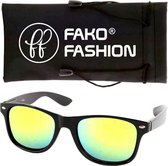 Fako Fashion® - Zonnebril - Zwart - Spiegel Goud