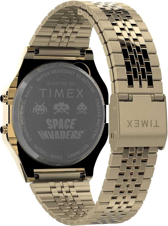 Timex T80 X Space Invaders TW2V30100 Horloge - Staal - Goudkleurig - Ø 32 mm
