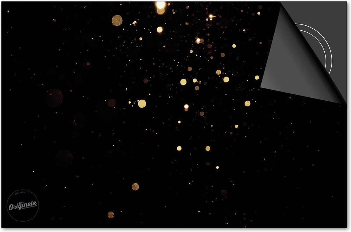 Inductie beschermer 60x60 - afdekplaat inductie mat - Dietrix Kookplaat beschermer - DELUXE - Feestdagen - Sterretjes goud op zwart