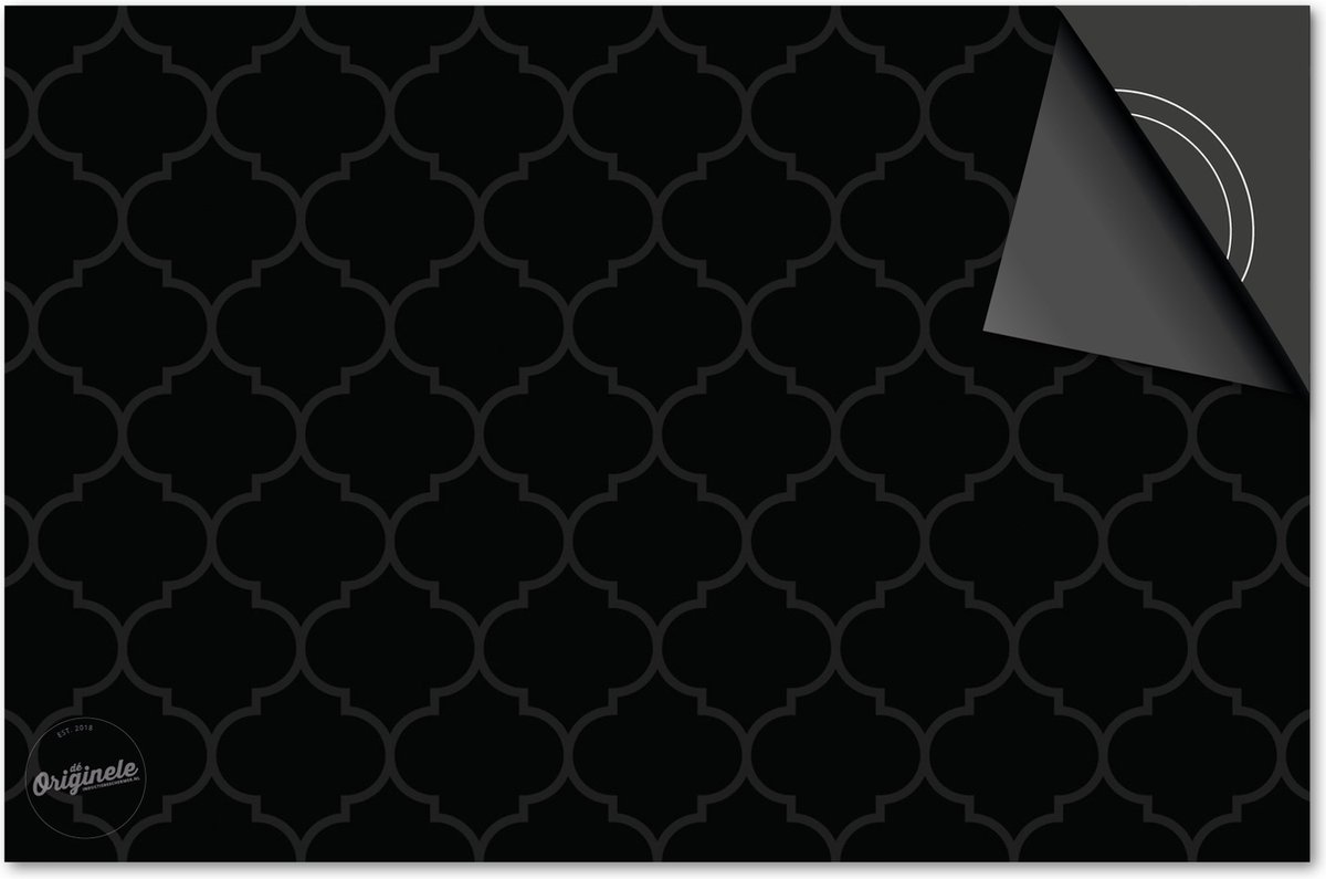 Inductie beschermer 60x60 - afdekplaat inductie mat - Dietrix Kookplaat beschermer - Exclusief - Hexagon - Marokkaanse print zwart