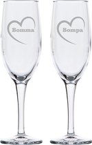 Champagneglas gegraveerd - 16,5cl - Bomma-Bompa-hartje
