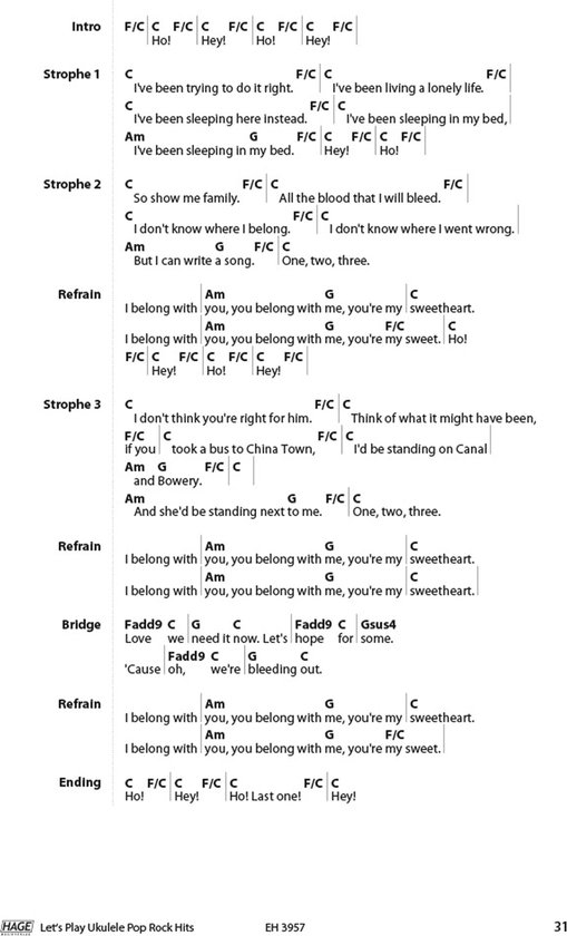 Partition avec paroles et accords pour ukulélé : "I've been living a lonely life".