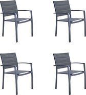 NATERIAL - Set de 4 chaises de jardin ORION BETA II avec accoudoirs - 4 chaises de jardin - Empilables - Chaises de terrasse - Chaises de salle à manger - Aluminium - Textilène - Gris foncé