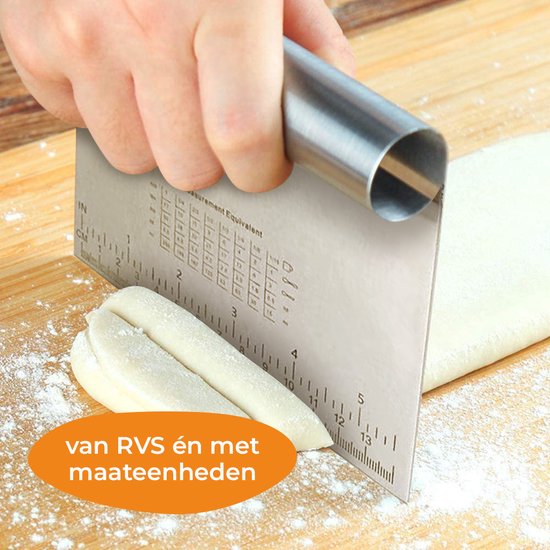 Deegsnijder - Deegschraper - Deegsteker - Deegkrabber - Gladstrijker - Keukenschraper - RVS - inclusief maateenheden