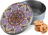 Boîte à biscuits Purple Mandala Round - Boîte de rangement 15x15x5 cm