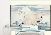 Behang - Fotobehang Japanse illustratie hazen van Katsushika Hokusai - Breedte 275 cm x hoogte 220 cm