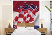 Behang - Fotobehang Close-up van de vlag van Kroatië - Breedte 165 cm x hoogte 220 cm