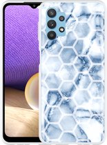 Samsung Galaxy A32 5G Hoesje Blue Marble Hexagon - Designed by Cazy