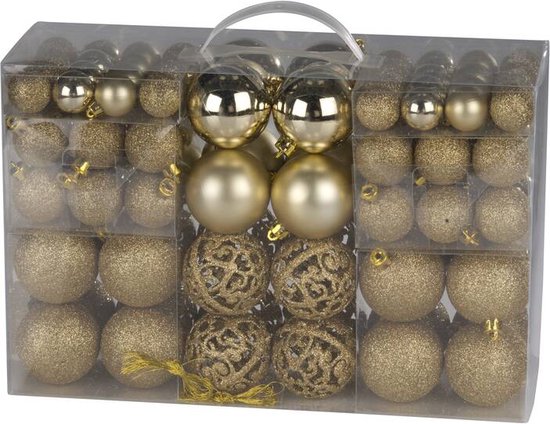 Christmas Gifts Kerstballen Set Zilver - 100 Kunststof Kerstballen - Verschillende Afwerkingen - Ø 3/4/6 cm - Merkloos