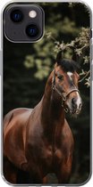 Telefoonhoesje Geschikt voor iPhone 13 hoesje - Paard - Takken - Portret - Siliconen Telefoonhoesje