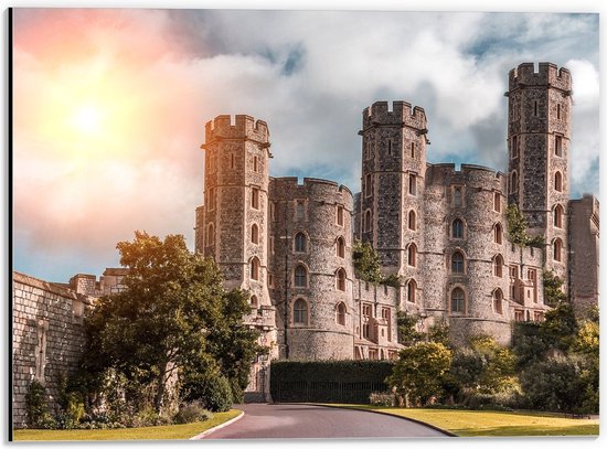 WallClassics - Dibond - Groot Kasteel in Windsor, Engeland - 40x30 cm Foto op Aluminium (Wanddecoratie van metaal)