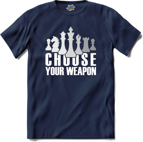 Choose Your Weapon | Schaken - Chess - Schaak - T-Shirt - Unisex - Navy Blue - Maat 3XL