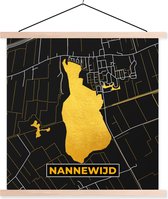 Posterhanger incl. Poster 40x40 cm - Schoolplaat - Kaart - Plattegrond - Stadskaart - Nederland - Nannewijd - Textielposter - Blanke latten - Plattegrond