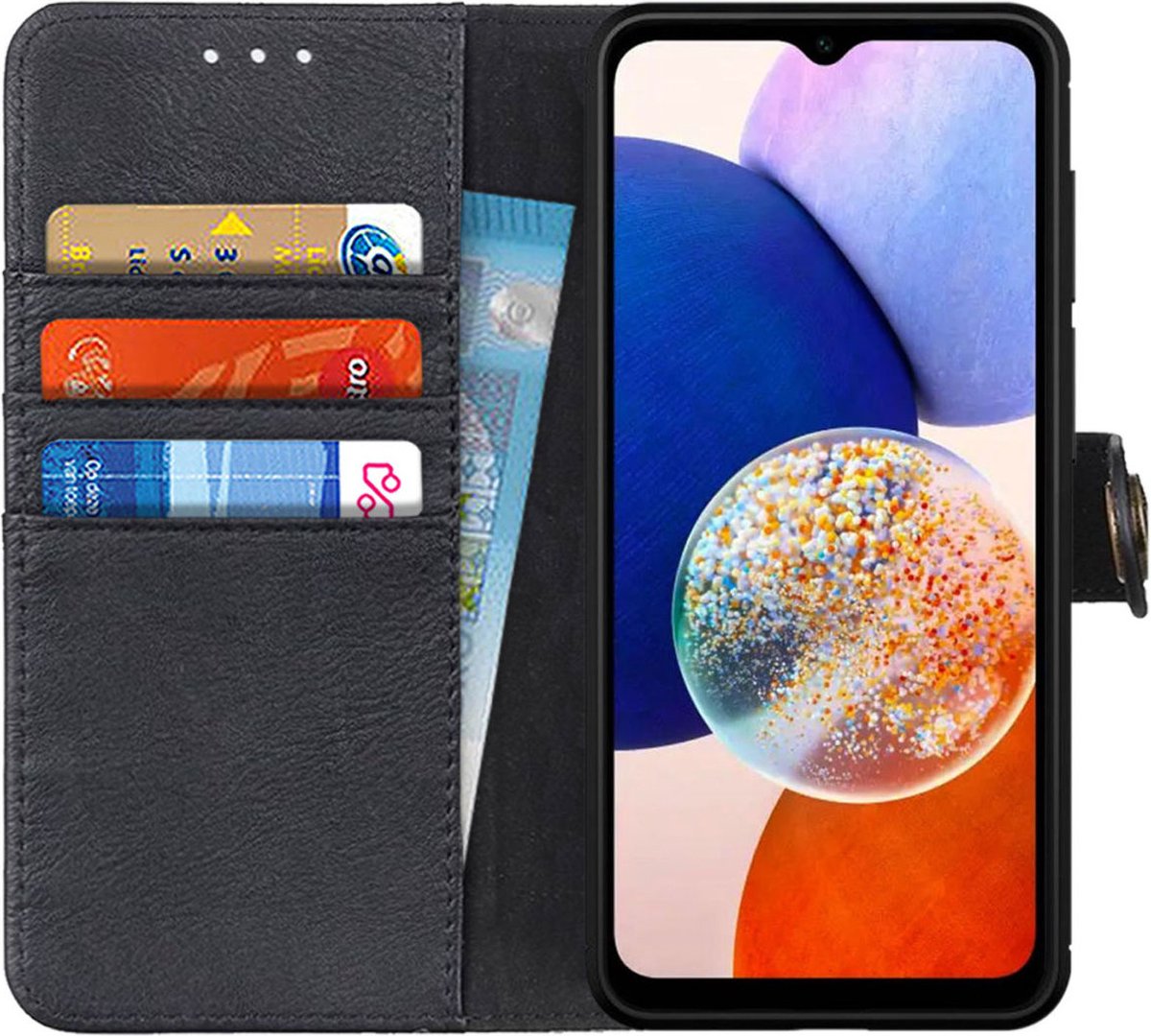 KHAZNEH Hoesje Portemonnee Book Case Zwart Geschikt voor Samsung Galaxy A14