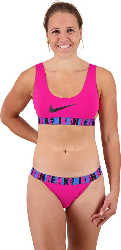 Nike Swim Logo Tape Scoop Neck Bikinitopje platte naden - sneldrogend