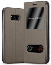 Cadorabo Hoesje voor Samsung Galaxy S8 PLUS in STEEN BRUIN - Beschermhoes met magnetische sluiting, standfunctie en 2 kijkvensters Book Case Cover Etui
