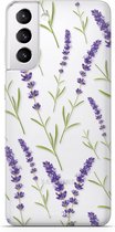 Fooncase Hoesje Geschikt voor Samsung Galaxy S22 Plus - Shockproof Case - Back Cover / Soft Case - Purple Flower / Paarse bloemen