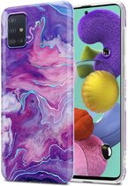 Cadorabo Hoesje geschikt voor Samsung Galaxy A51 4G / M40s in Paars Roze Marmer No. 19 - Beschermhoes gemaakt van TPU siliconen Case Cover met mozaïek motief