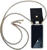 Cadorabo Hoesje geschikt voor Apple iPhone X / XS in REGENBOOG - Silicone Mobiele telefoon ketting beschermhoes met gouden ringen, koordriem en afneembare etui