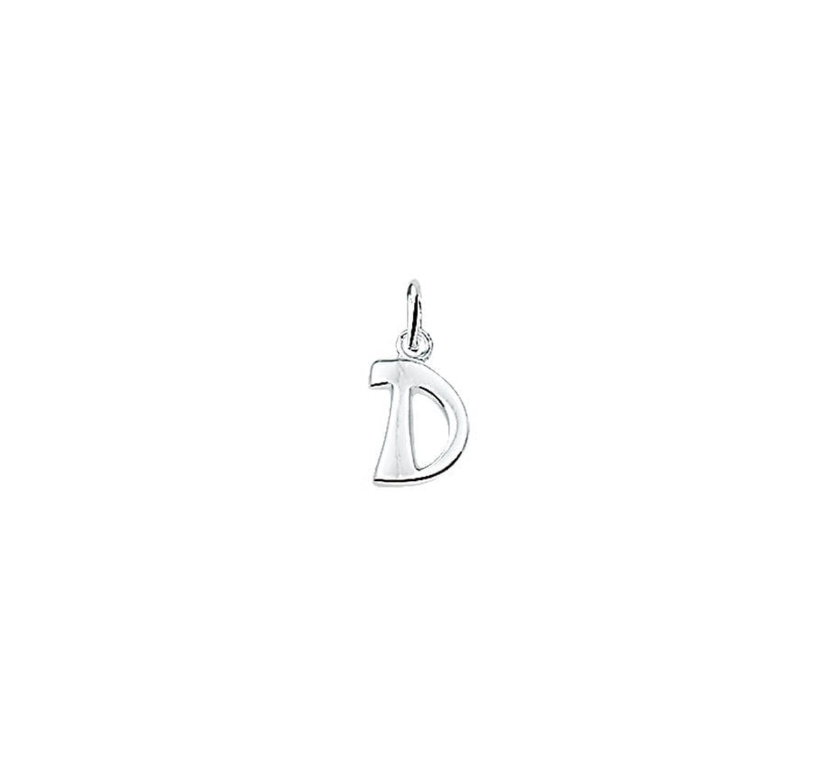 Zilver Gerhodineerde Hanger letter D 1330002