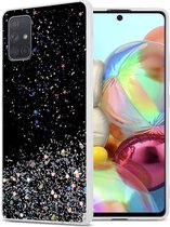 Cadorabo Hoesje geschikt voor Samsung Galaxy A71 4G in Zwart met Glitter - Beschermhoes van flexibel TPU silicone met fonkelende glitters Case Cover Etui