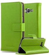 Cadorabo Hoesje geschikt voor Samsung Galaxy GRAND PRIME in GRAS GROEN - Beschermhoes met magnetische sluiting, standfunctie en kaartvakje Book Case Cover Etui