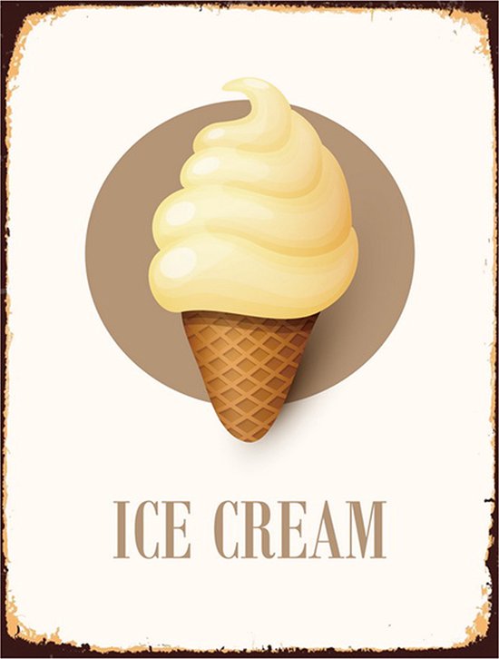 Clayre & Eef Plaque de texte 25x33 cm Blanc Fer Rectangle Cornet de glace  Ice Cream... | bol