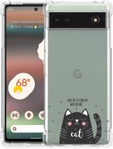 Telefoonhoesje Google Pixel 6A Silicone Case met transparante rand Cat Good Day