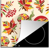 KitchenYeah® Inductie beschermer 78x78 cm - Herfst - Slakken - Patroon - Kookplaataccessoires - Afdekplaat voor kookplaat - Inductiebeschermer - Inductiemat - Inductieplaat mat